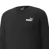 Buzo Puma de hombre color negro, de corte clásico, con cuello redondo y logo estampado en el pecho. Presenta una banda con el logo repetido a lo largo de las mangas.