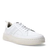 Championes urbanos Democrata modelo Bold, color blanco, con diseño acordonado y suela de plataforma baja en tono crema.