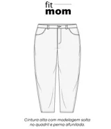 Pantalón mom jeans de corte holgado en caderas y piernas, con tiro alto y trabillas en la cintura.