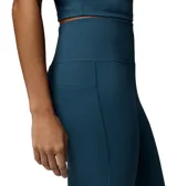 Calza deportiva larga Columbia modelo Loneridge Legging, color azul, con cintura alta de compresión y tecnología hidroabsorbente Omni-Wick.