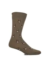 Medias de largo medio color taupe con estampado repetido de perros Basset Hound.
